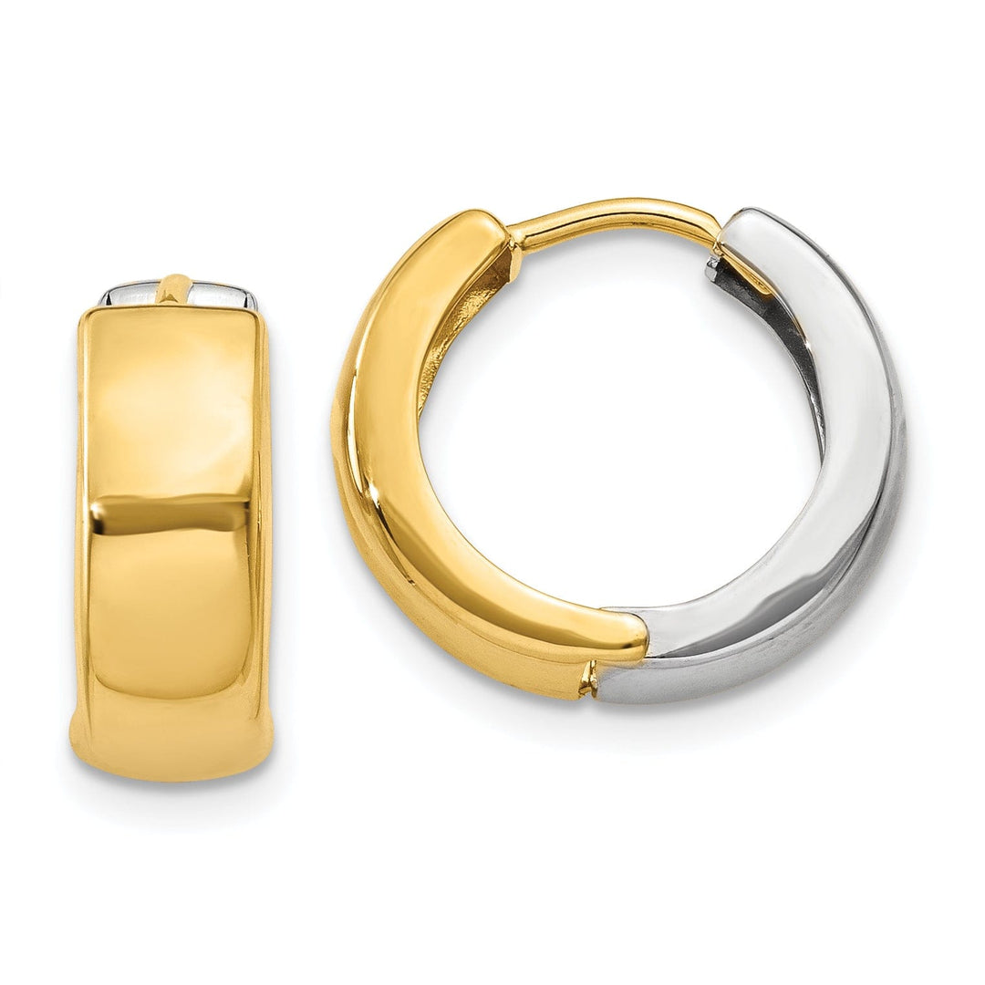 Lovely Rita's Earrings 14K Two-Tone Gold Versatile Polished 5mm Hinged Hoop Earrings