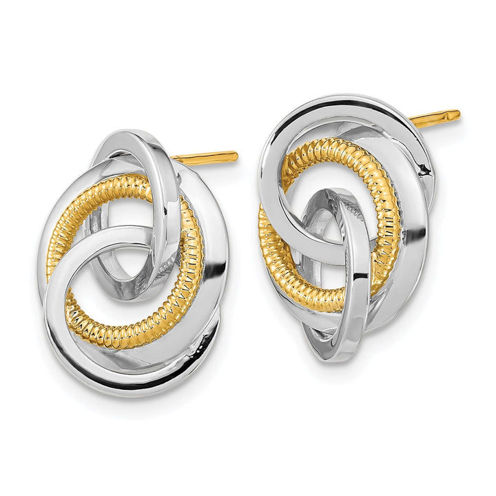 Lovely Rita's Earrings 14K Two-Tone Radiant Polished 13.5mm Textured Love Knot Post Earrings