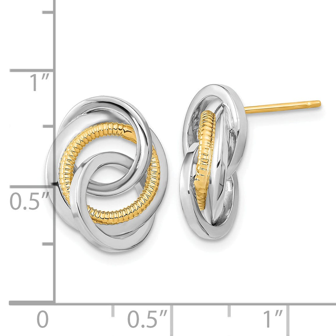 Lovely Rita's Earrings 14K Two-Tone Radiant Polished 13.5mm Textured Love Knot Post Earrings