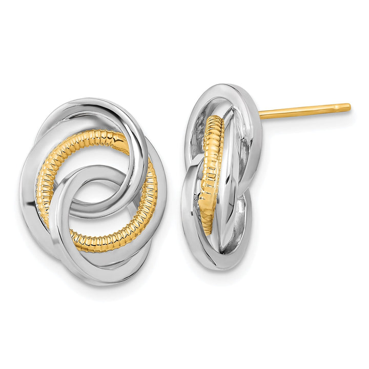Lovely Rita's Earrings 14K Two-Tone Radiant Polished 13.5mm Textured Love Knot Post Earrings