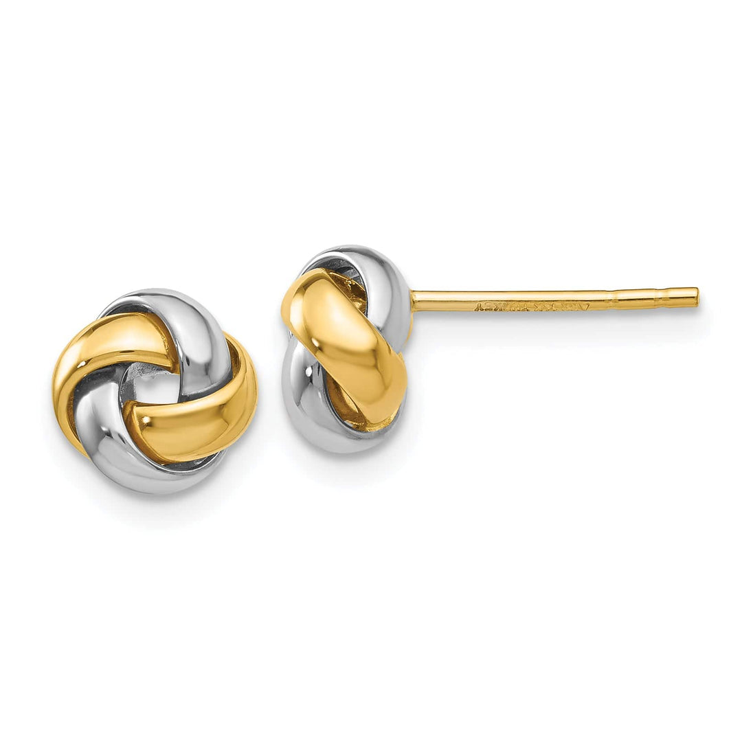 Lovely Rita's Earrings 14K Two-Tone Unique Polished 8mm Love Knot Post Earrings