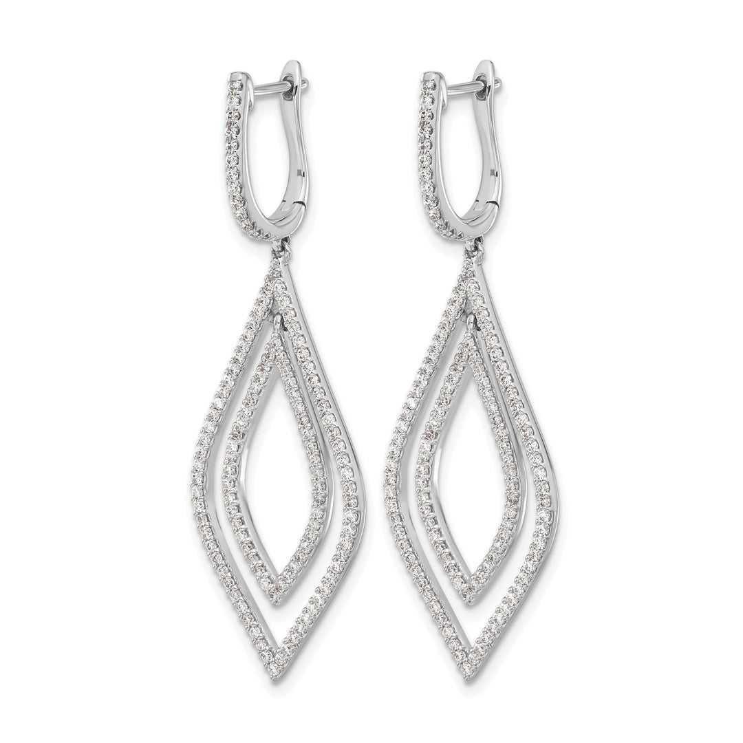 Lovely Rita's Earrings 14k White Gold 1.1 CT Diamond Teardrop Hinged Dangle Earrings