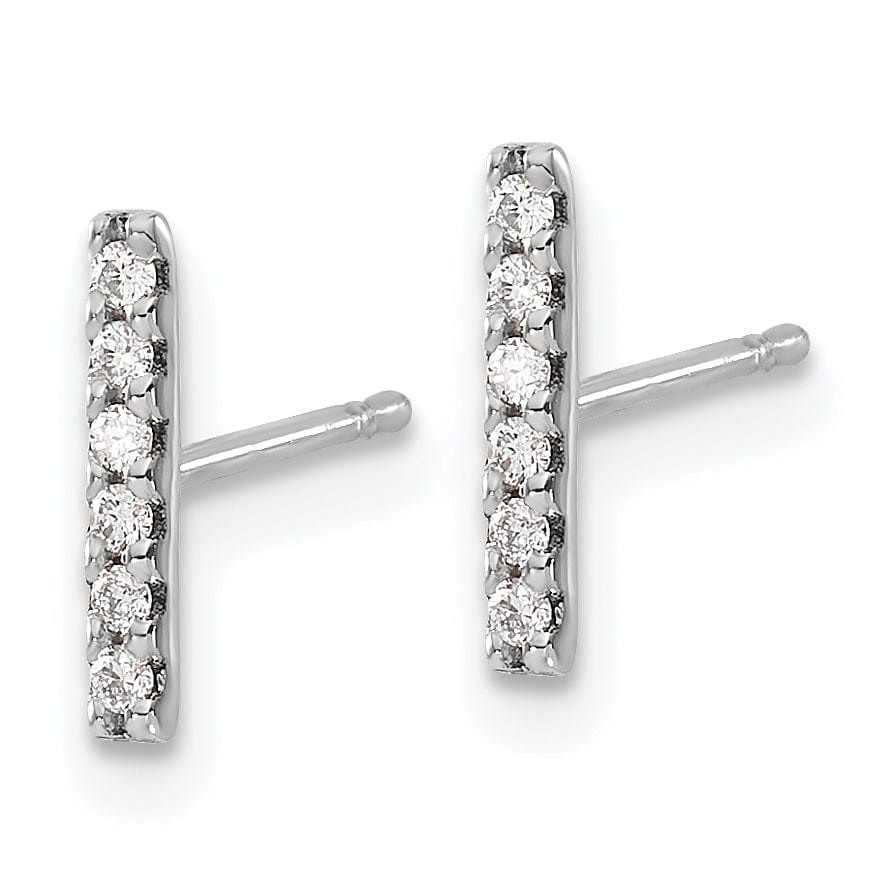 Lovely Rita's Earrings 14k White Gold 1/10 CT Diamond Bar Design Earrings