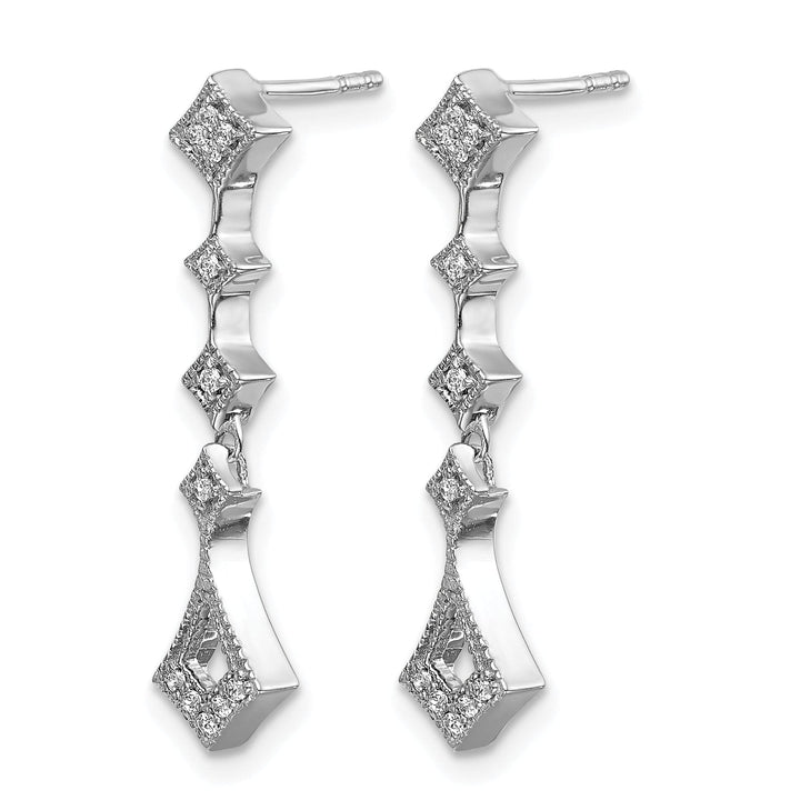Lovely Rita's Earrings 14k White Gold 1/10 CT Diamond Vintage-style Dangle Post Earrings