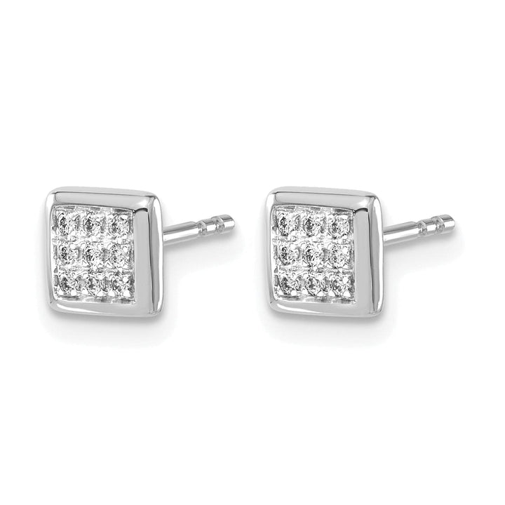 Lovely Rita's Earrings 14k White Gold 1/10 CT Diamonds Cluster Square Post Earrings