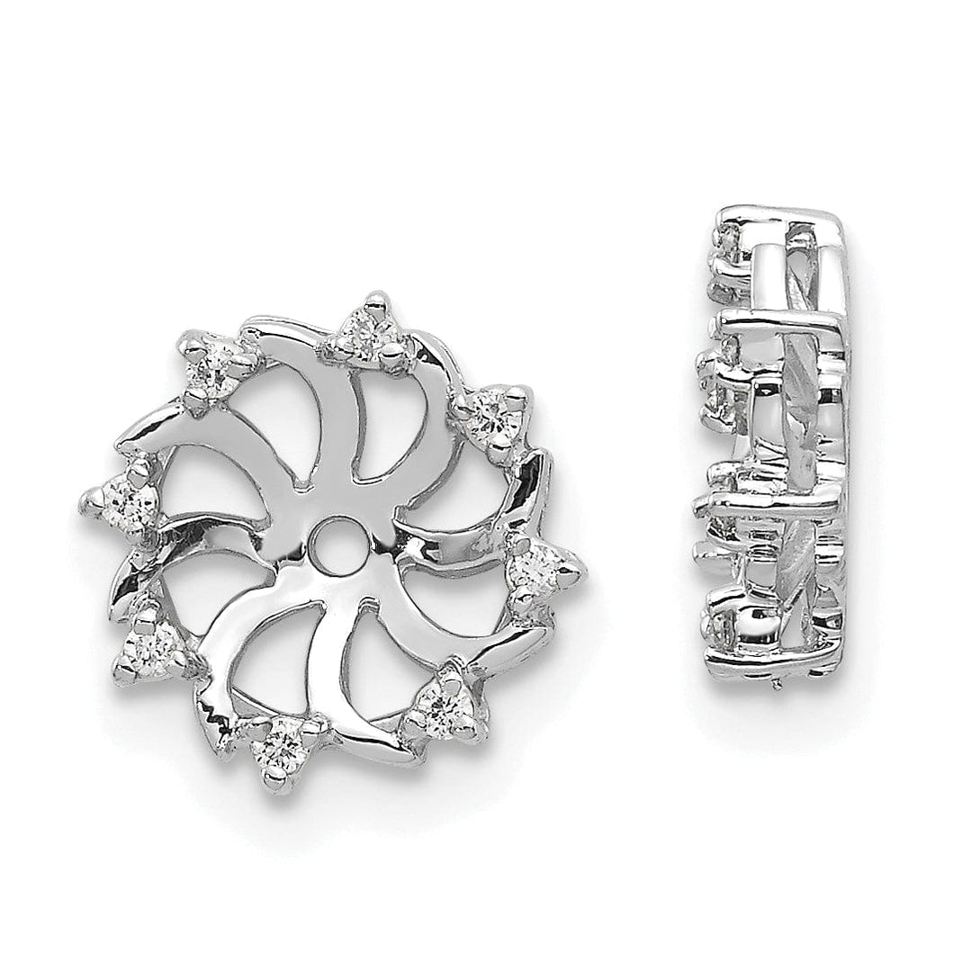 Lovely Rita's Earrings 14k White Gold 1/15 CT VS Diamond Fancy Earring Jackets