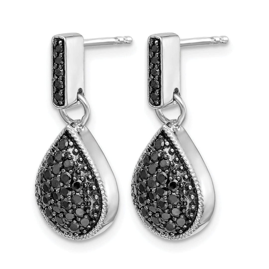 Lovely Rita's Earrings 14k White Gold 1/2 CT Black Diamond Teardrop Dangle Post Earrings