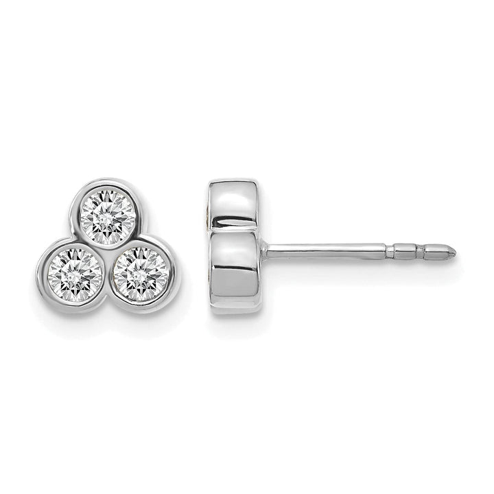 Lovely Rita's Earrings 14k White Gold 1/2 CT Diamond 3-Stone Bezel Post Earrings