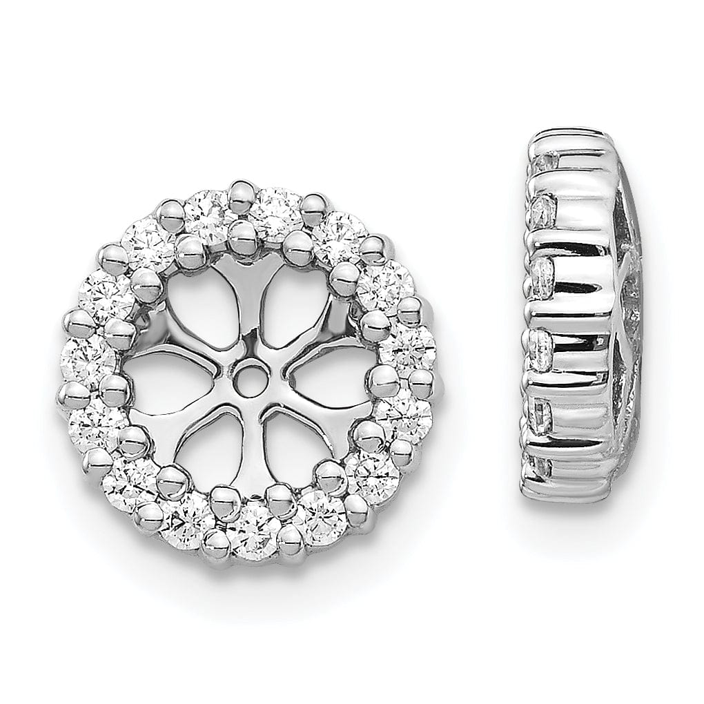Lovely Rita's Earrings 14k White Gold 1/2 CT Diamond Cluster Circle Design Earring Jackets