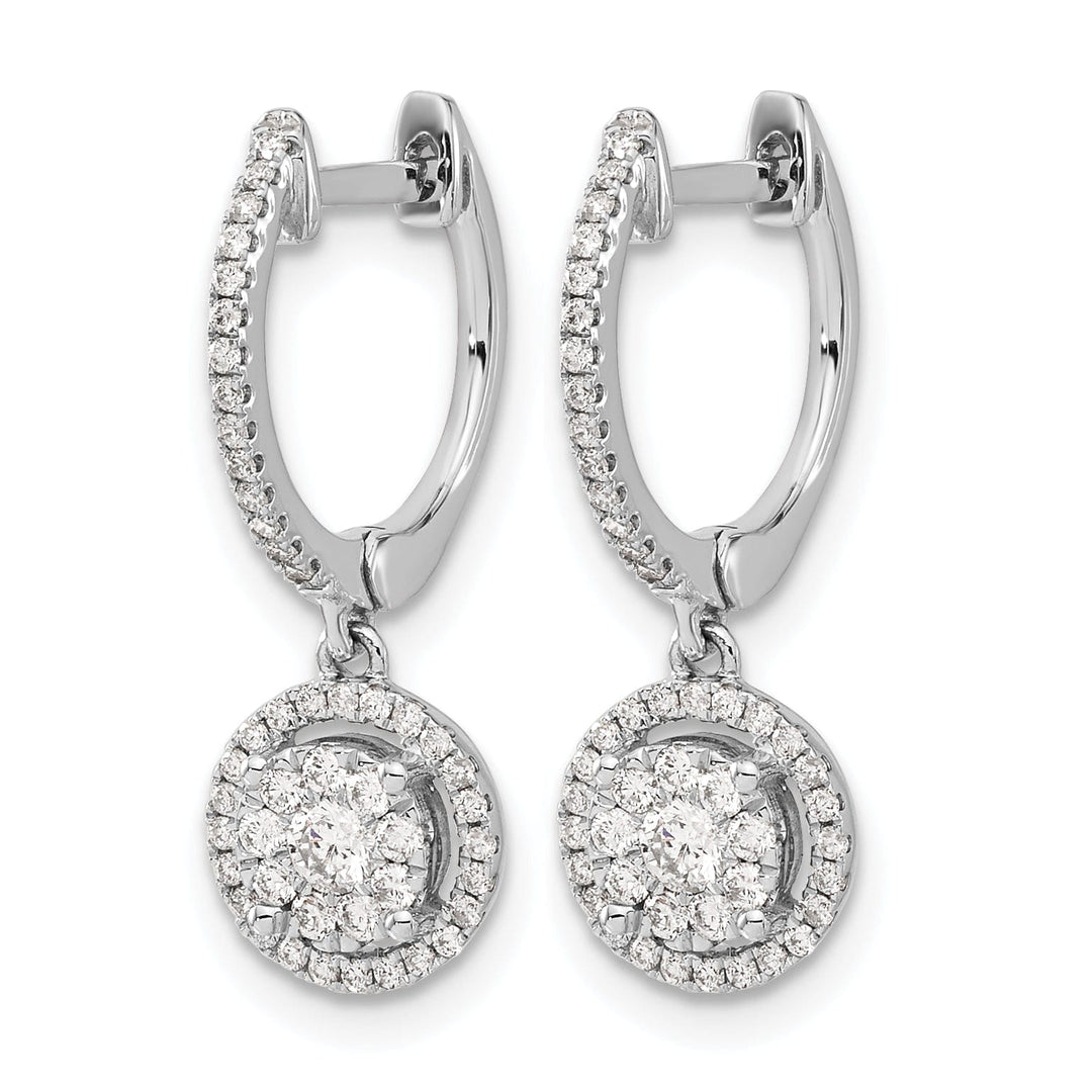 Lovely Rita's Earrings 14k White Gold 1/2 CT Diamond Cluster Hinged Hoop Earrings