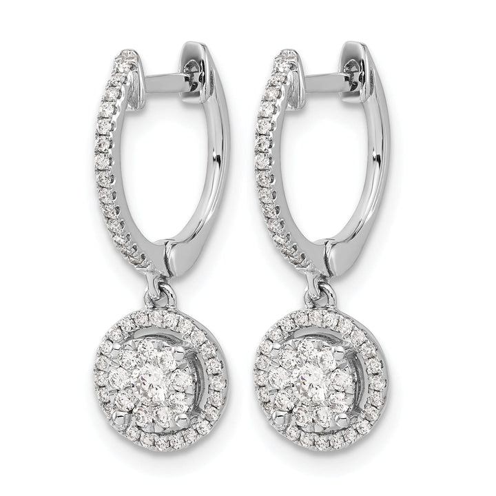 Lovely Rita's Earrings 14k White Gold 1/2 CT Diamond Cluster Hinged Hoop Earrings