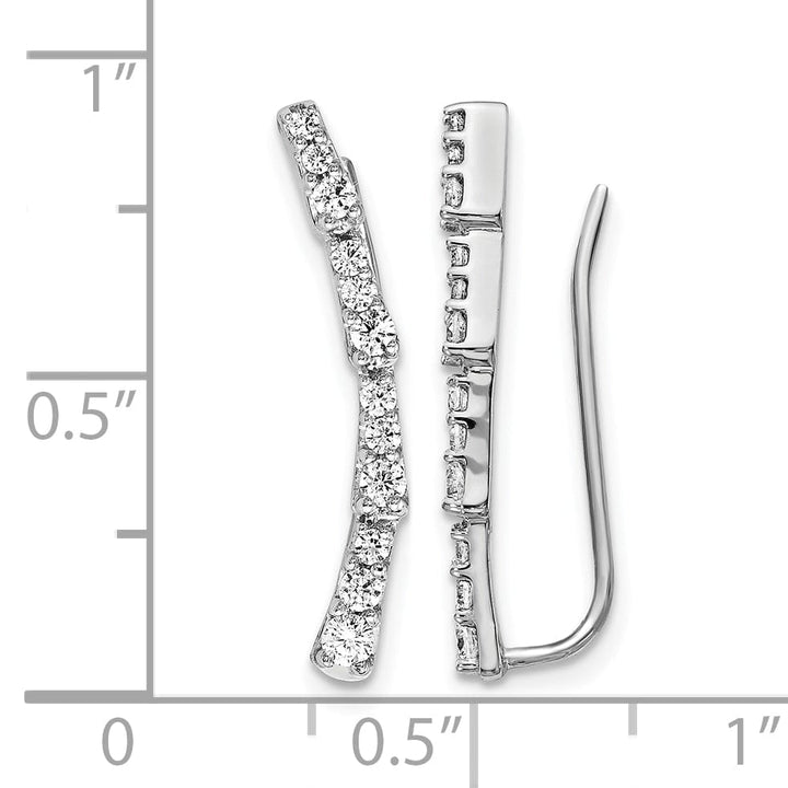 Lovely Rita's Earrings 14k White Gold 1/2 CT Diamond Fancy Ear Climber Earrings