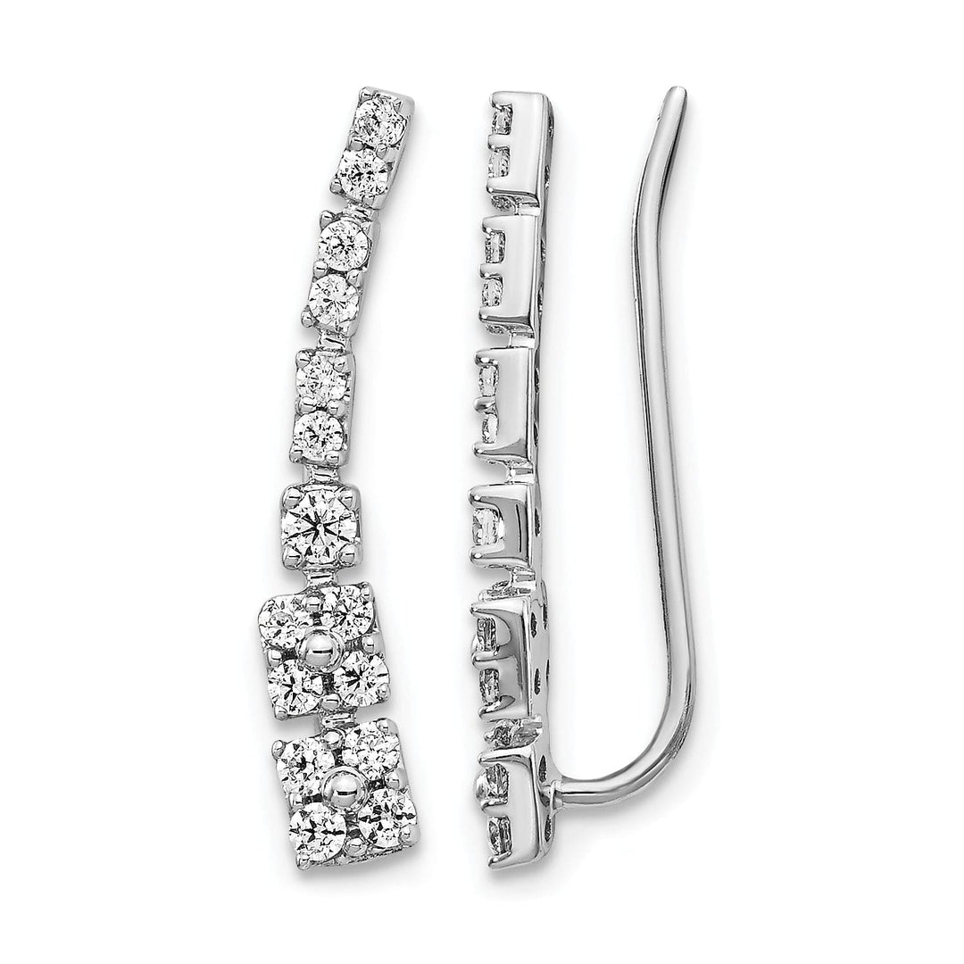 Lovely Rita's Earrings 14k White Gold 1/2 CT Diamond Graduated Ear Climber Earrings