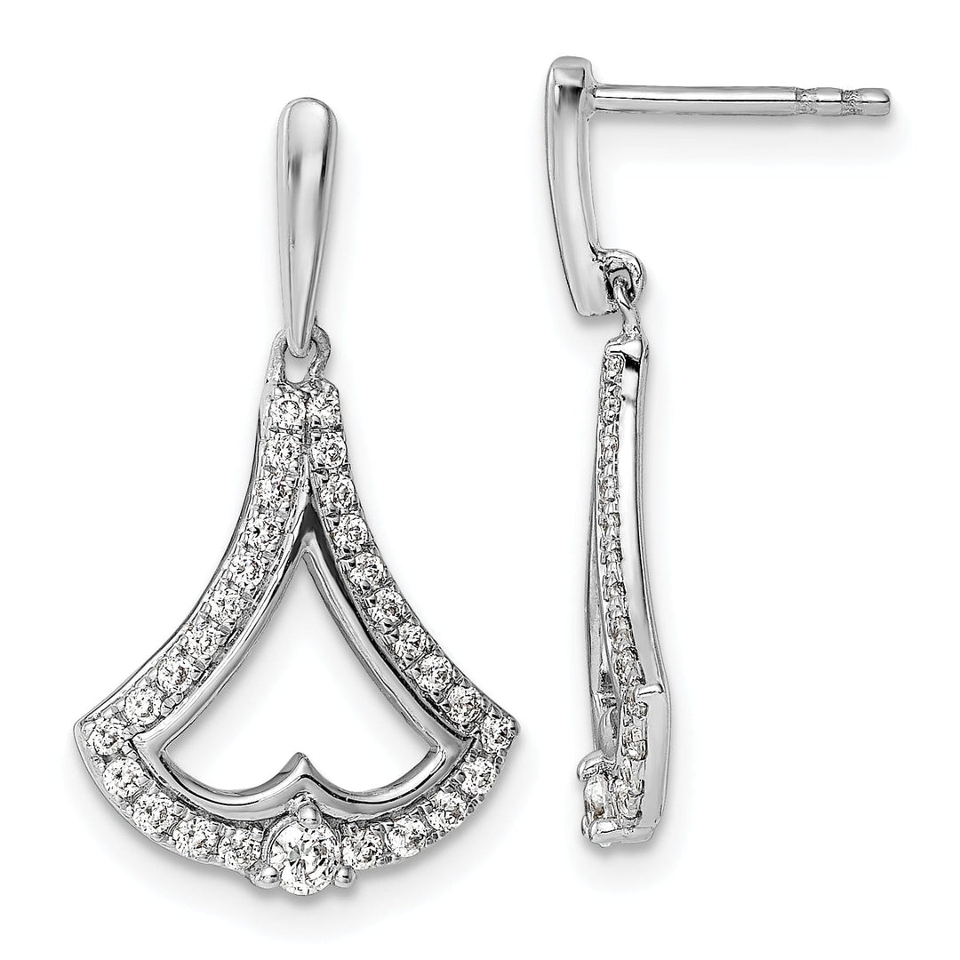 Lovely Rita's Earrings 14k White Gold 1/2 CT Diamond Post Dangle Design Earrings