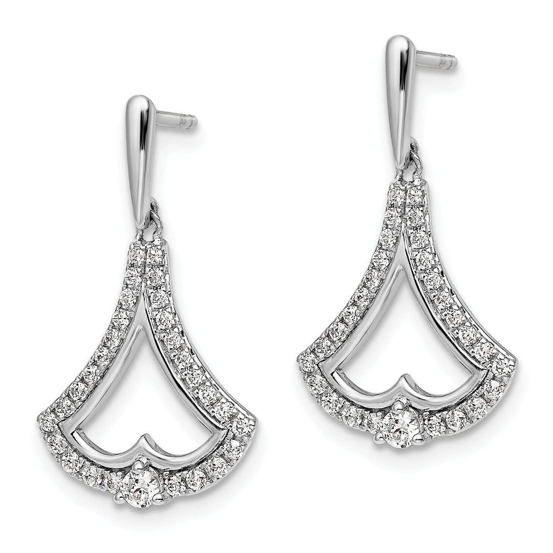 Lovely Rita's Earrings 14k White Gold 1/2 CT Diamond Post Dangle Design Earrings
