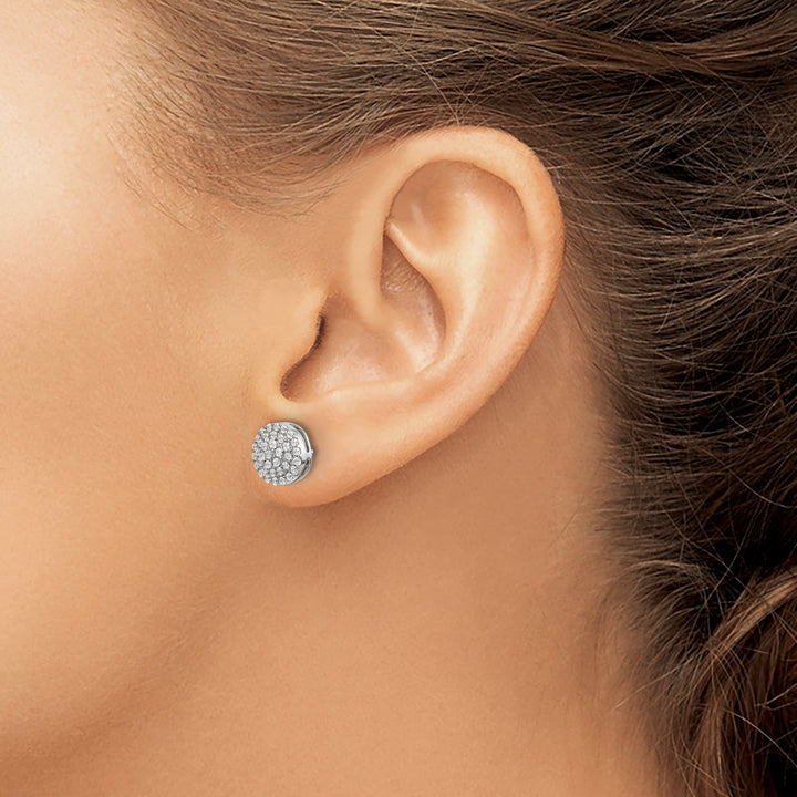 Lovely Rita's Earrings 14k White Gold 1/2 CT Diamond Round Cluster Fancy Post Earrings