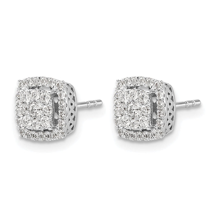 Lovely Rita's Earrings 14k White Gold 1/2 CT Diamond Square Cluster Post Earrings