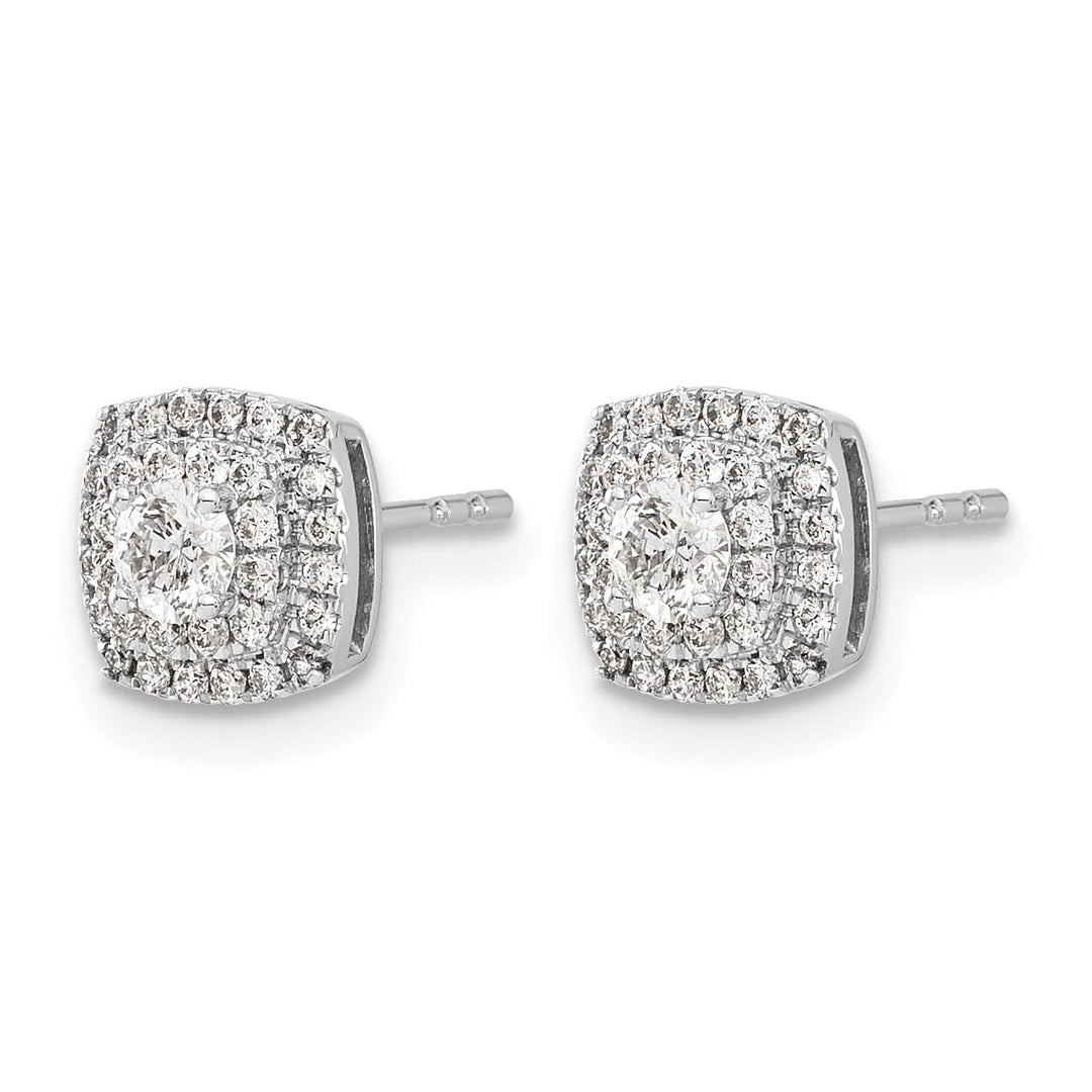 Lovely Rita's Earrings 14k White Gold 1/2 CT Diamond Square Halo Design Post Earrings