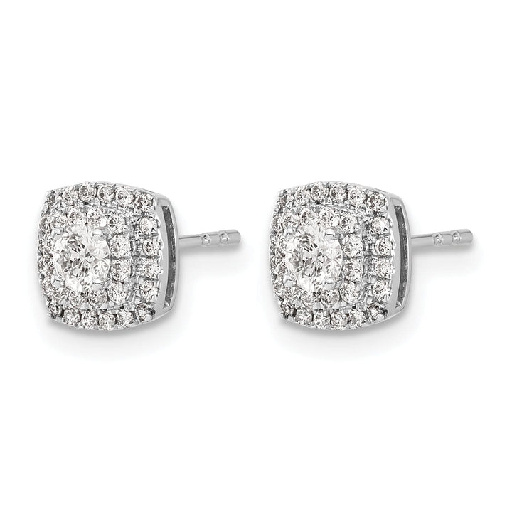 Lovely Rita's Earrings 14k White Gold 1/2 CT Diamond Square Halo Design Post Earrings