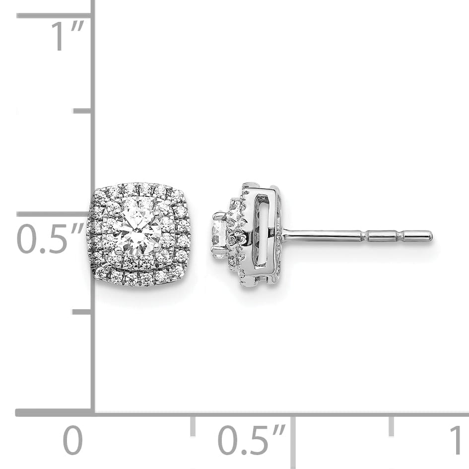 Lovely Rita's Earrings 14k White Gold 1/2 CT Diamond Square Halo Design Post Earrings