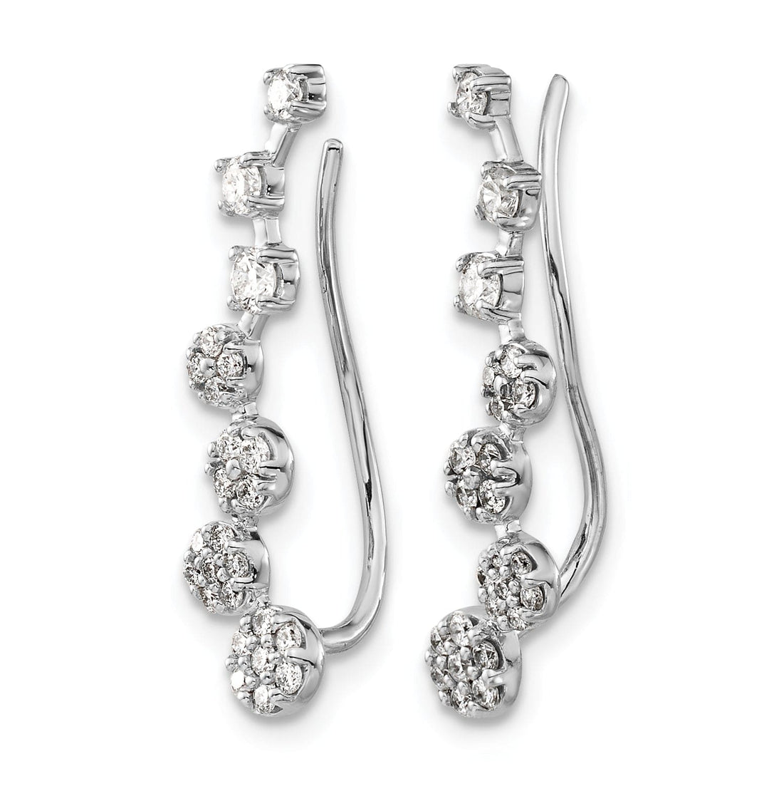 Lovely Rita's Earrings 14k White Gold 1/2 CT Diamonds Graduated Ear Climber Earrings