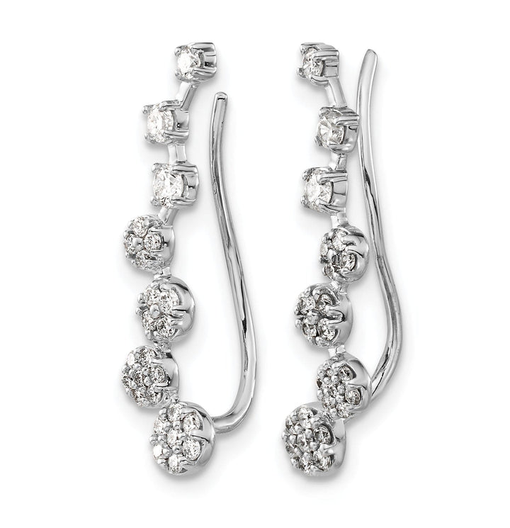 Lovely Rita's Earrings 14k White Gold 1/2 CT Diamonds Graduated Ear Climber Earrings