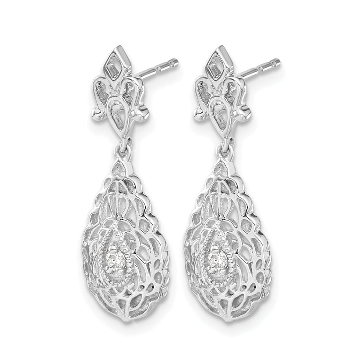 Lovely Rita's Earrings 14k White Gold 1/20 CT Diamond Teardrop Vintage Dangle Post Earrings