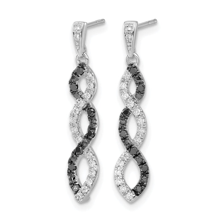 Lovely Rita's Earrings 14k White Gold 1/3 CT Black White Diamond Twisted Dangle Post Earrings