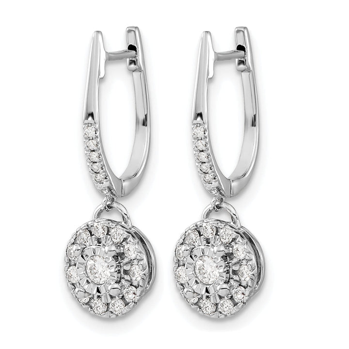 Lovely Rita's Earrings 14k White Gold 1/3 CT Diamond Cluster Dangle Hinged Hoop Earrings