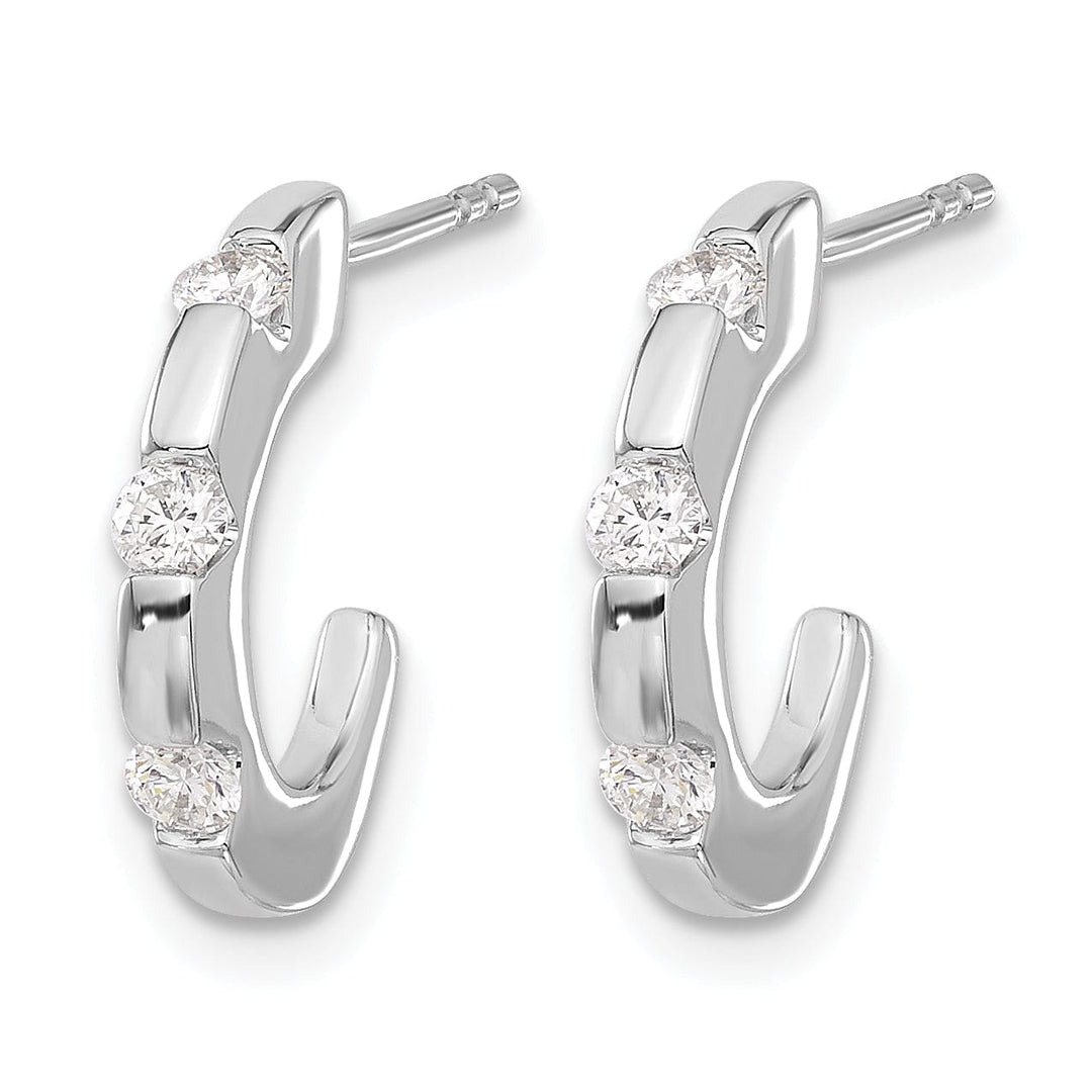 Lovely Rita's Earrings 14k White Gold 1/3 CT Diamond J-Hoop Design Post Earrings
