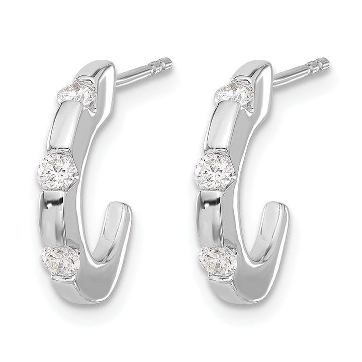 Lovely Rita's Earrings 14k White Gold 1/3 CT Diamond J-Hoop Design Post Earrings