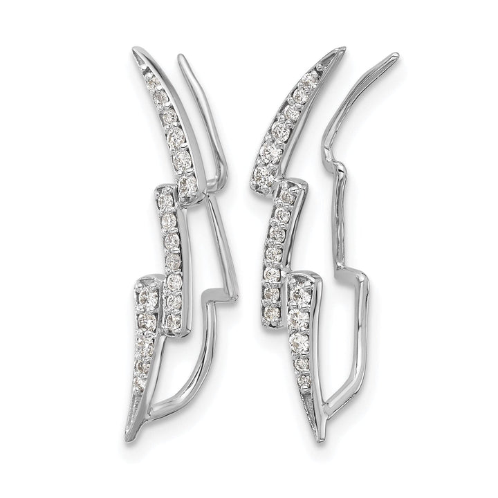 Lovely Rita's Earrings 14k White Gold 1/3 CT Diamond Lightning Design Ear Climber Earrings