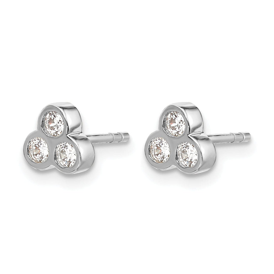 Lovely Rita's Earrings 14k White Gold 1/4 CT Diamond 3-Stone Bezel Post Earrings