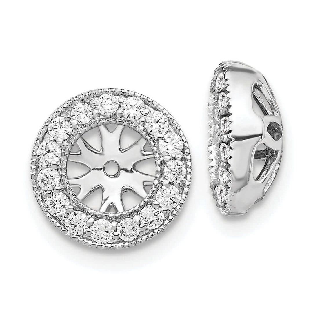 Lovely Rita's Earrings 14k White Gold 1/4 CT Diamond Circle Earring Jackets
