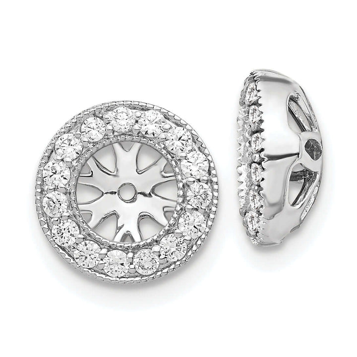 Lovely Rita's Earrings 14k White Gold 1/4 CT Diamond Circle Earring Jackets