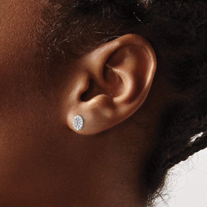 Lovely Rita's Earrings 14k White Gold 1/4 CT Diamond Cluster Oval Shape Earrings