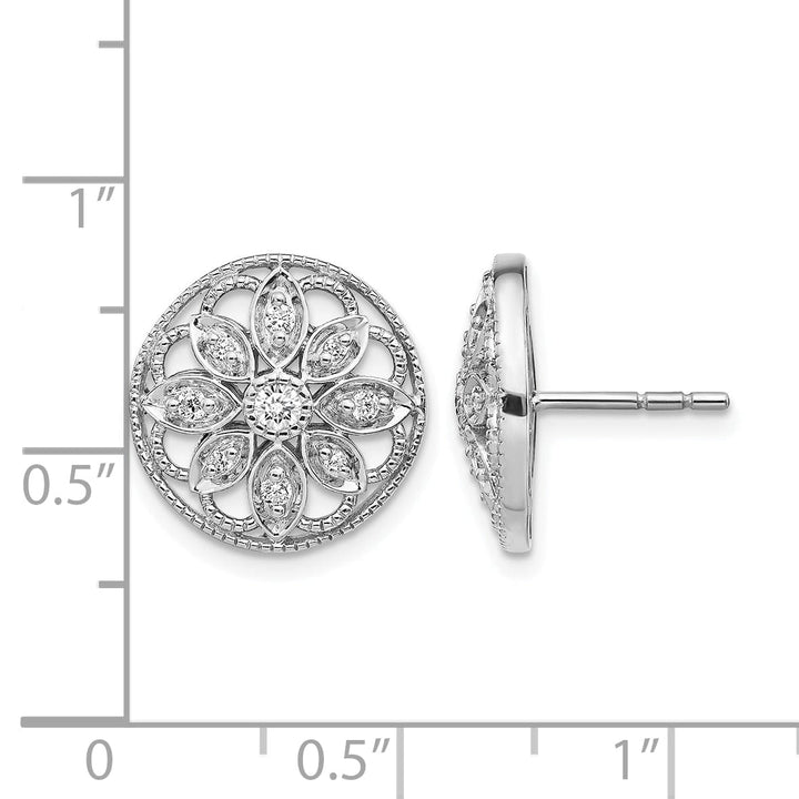 Lovely Rita's Earrings 14k White Gold 1/4 CT Diamond Fancy Floral Post Earrings