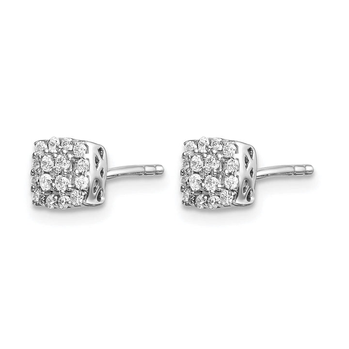 Lovely Rita's Earrings 14k White Gold 1/4 CT Diamond Square Halo Design Post Earrings