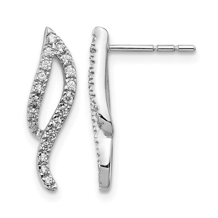 Lovely Rita's Earrings 14k White Gold 1/4 CT Diamond Wave Design Post Earrings
