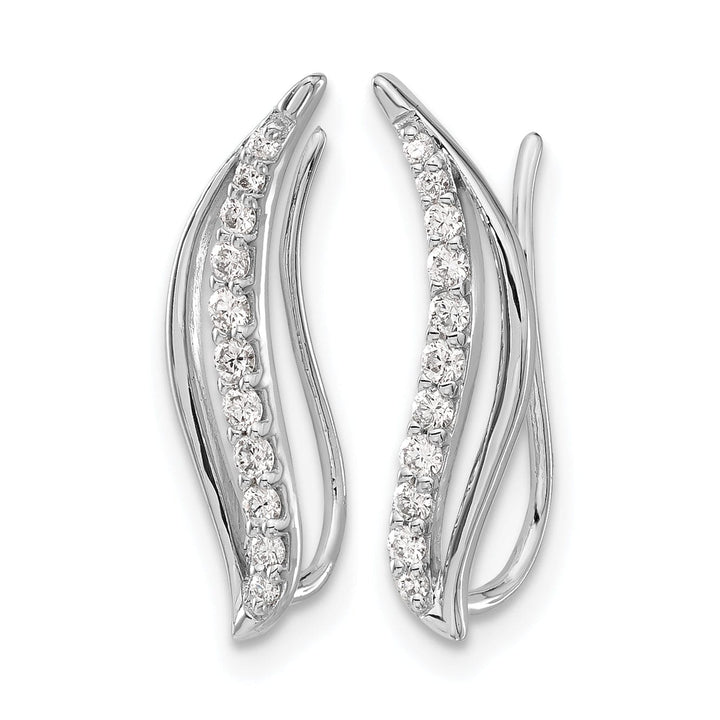 Lovely Rita's Earrings 14k White Gold 1/4 CT Diamond Wave Ear Climber Earrings