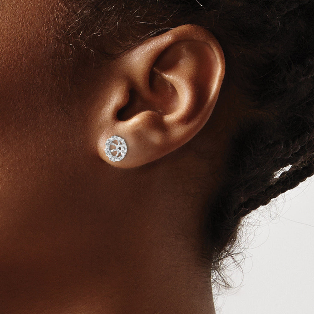 Lovely Rita's Earrings 14k White Gold 1/5 CT Cluster Diamond Circle Earring Jackets