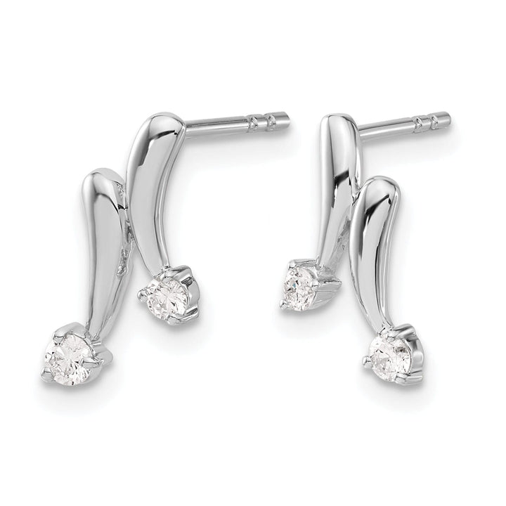 Lovely Rita's Earrings 14k White Gold 1/5 CT Diamond 2-Stone Design Post Earrings