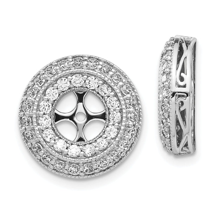 Lovely Rita's Earrings 14k White Gold 1.5 CT Diamond Double Circle Earring Jackets