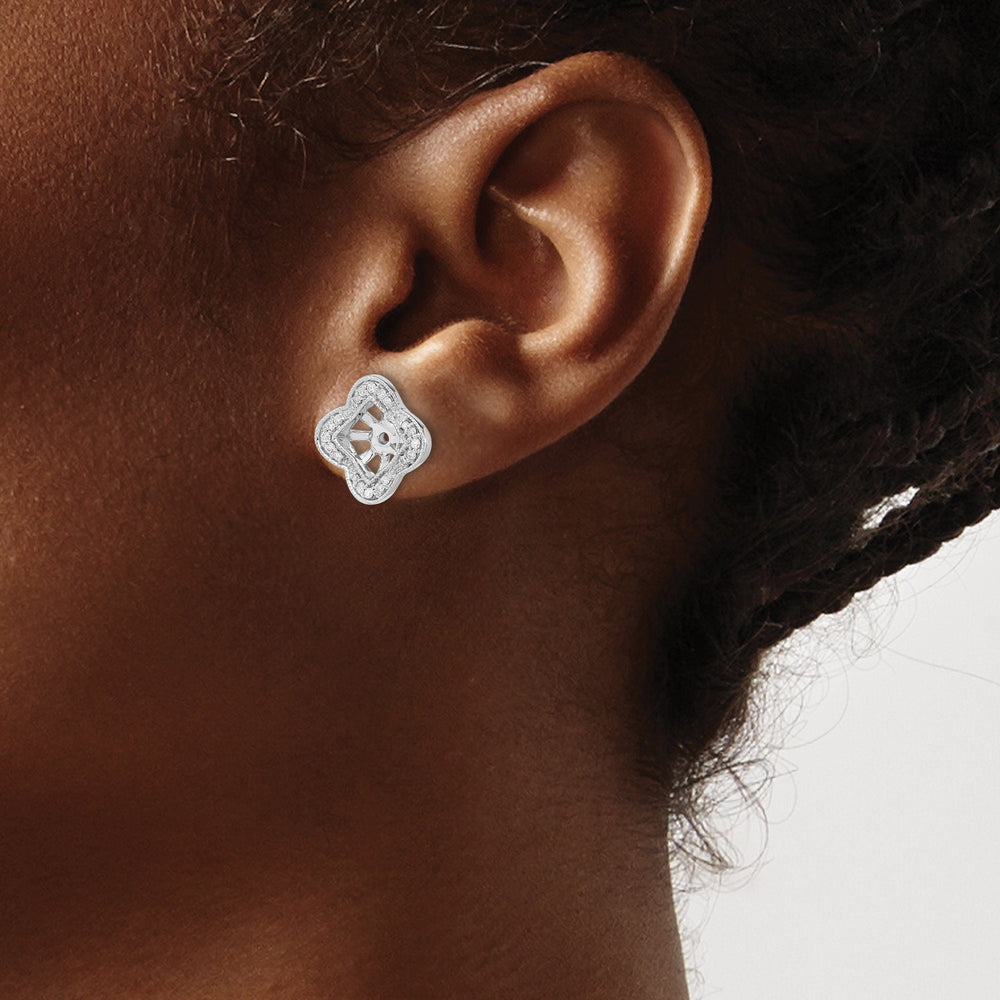 Lovely Rita's Earrings 14k White Gold 1/5 CT Diamond Fancy Square Earring Jackets