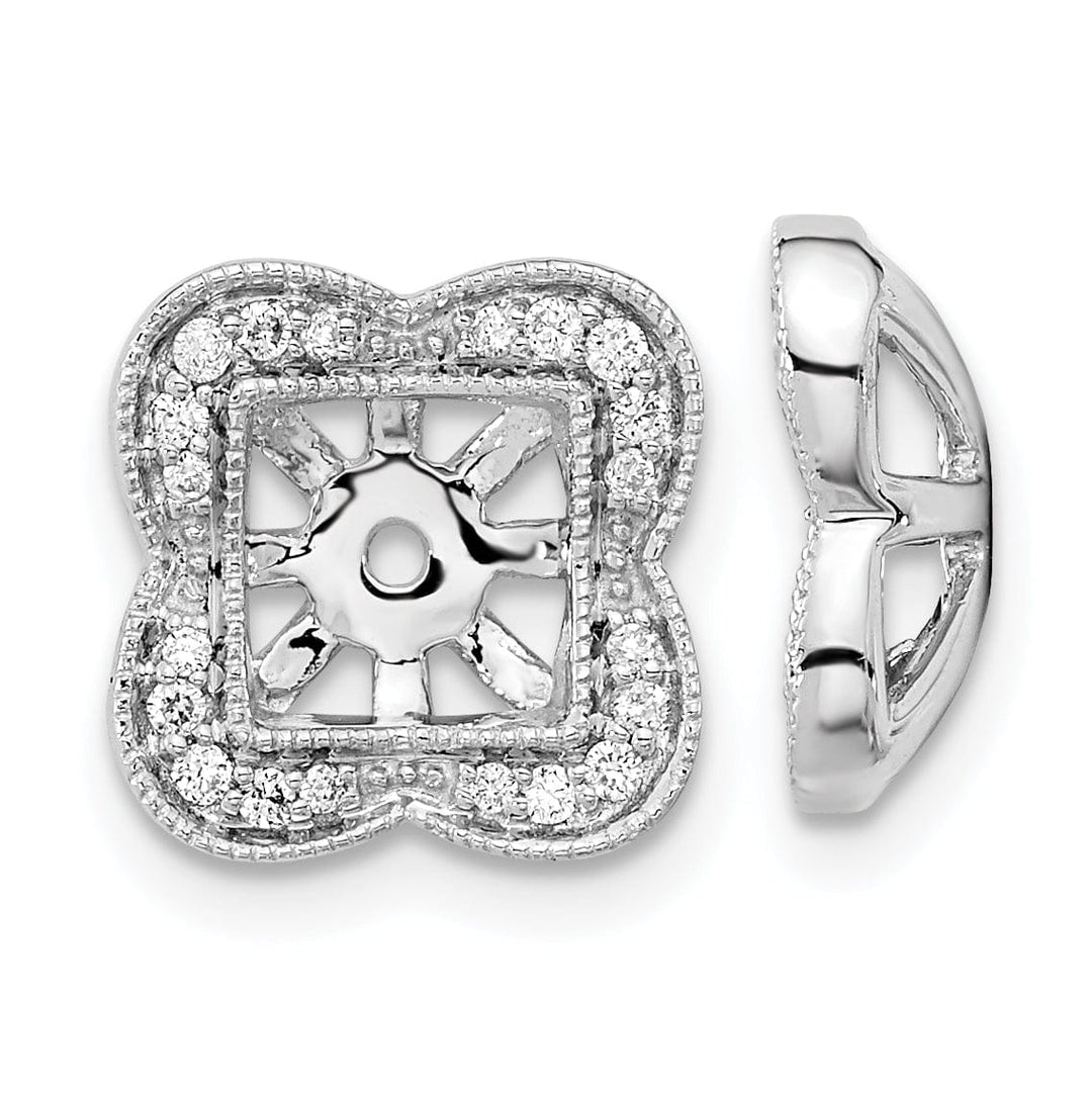 Lovely Rita's Earrings 14k White Gold 1/5 CT Diamond Fancy Square Earring Jackets