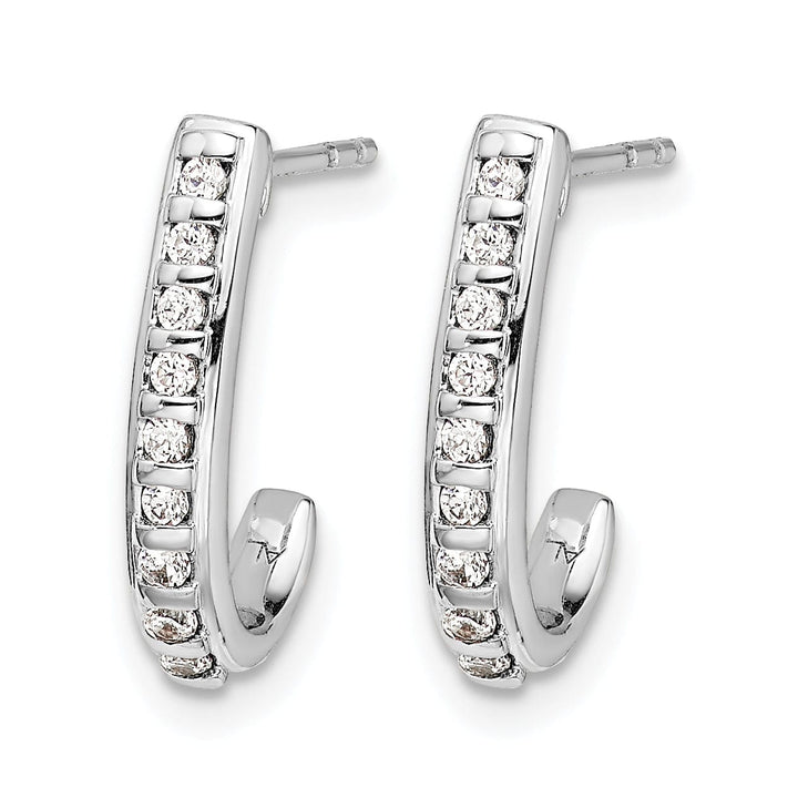 Lovely Rita's Earrings 14k White Gold 1/5 CT Diamonds J-Hoop Post Earrings