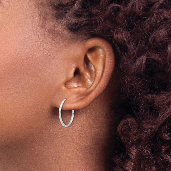 Lovely Rita's Earrings 14K White Gold 1.50x20mm Endless Hoop Earrings