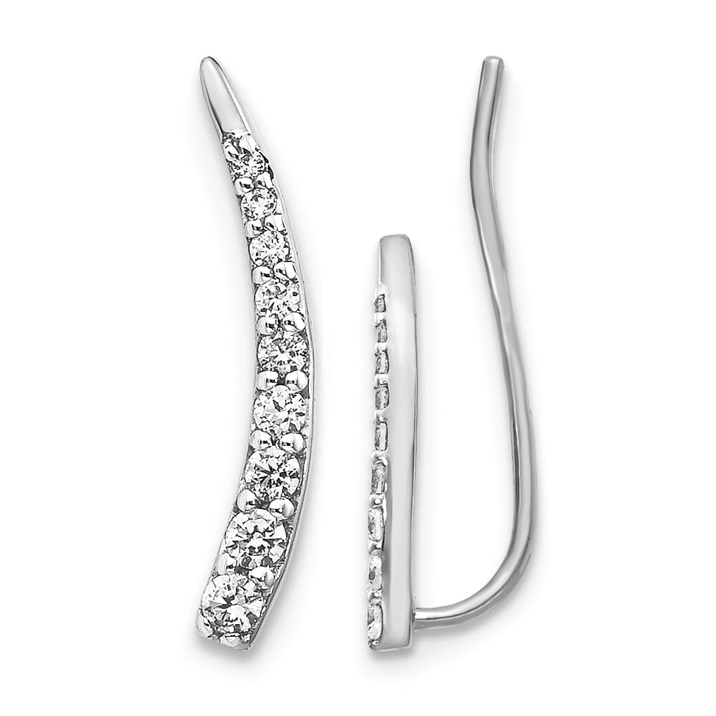 Lovely Rita's Earrings 14k White Gold 1/6 CT Diamond Fancy Graduated Ear Climber Earrings