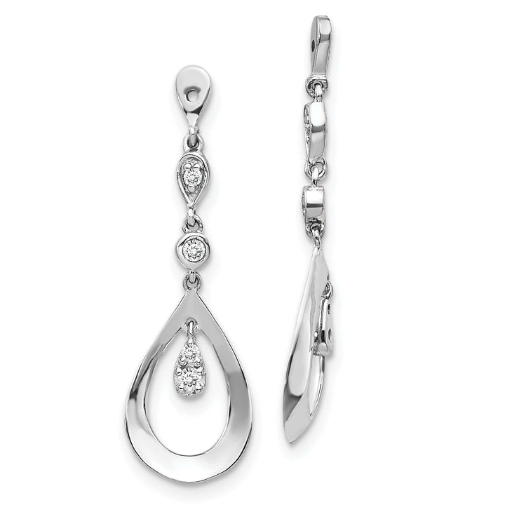 Lovely Rita's Earrings 14k White Gold 1/8 carat Diamond Teardrop Dangle Earring Jackets