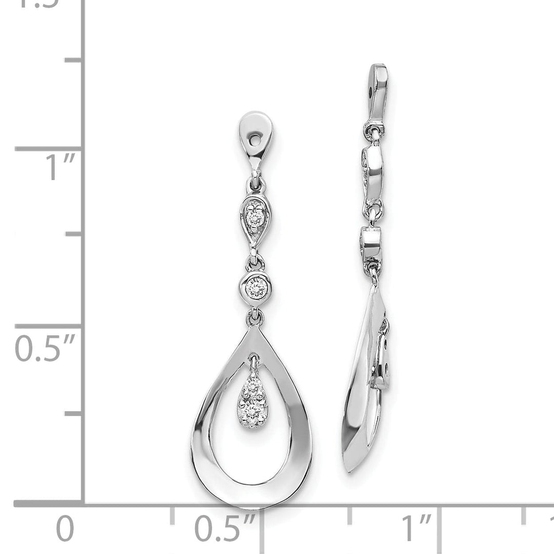 Lovely Rita's Earrings 14k White Gold 1/8 carat Diamond Teardrop Dangle Earring Jackets